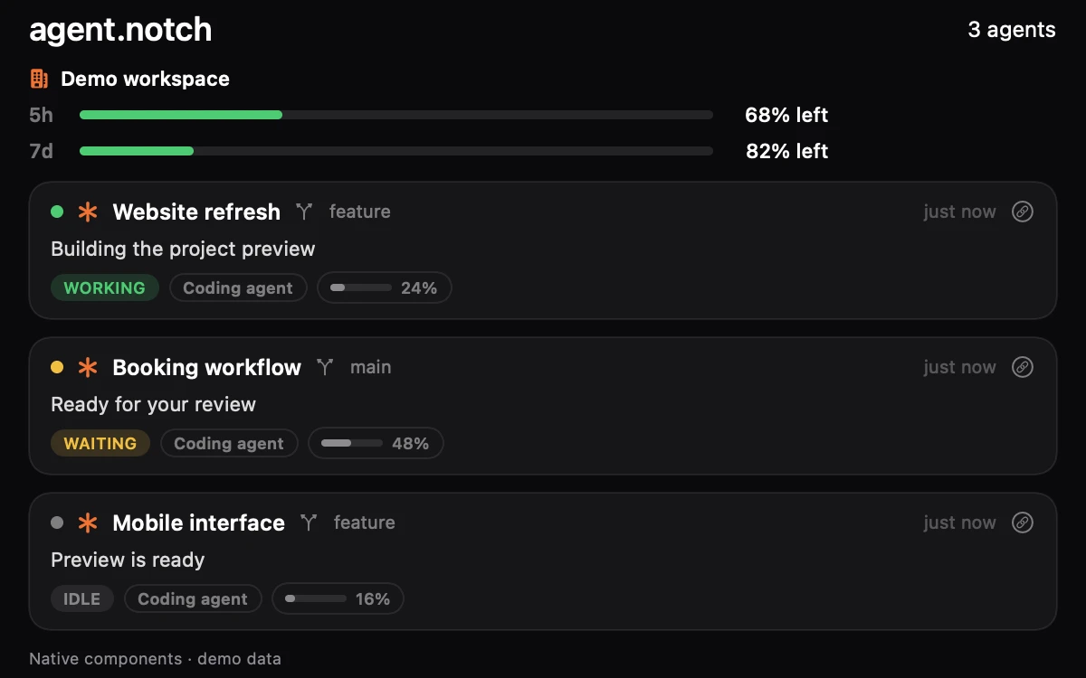 Agent Notch interface preview