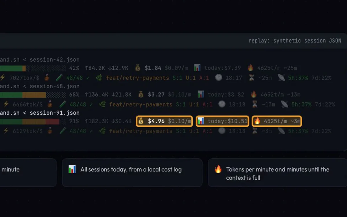 Claude Code statusline interface preview