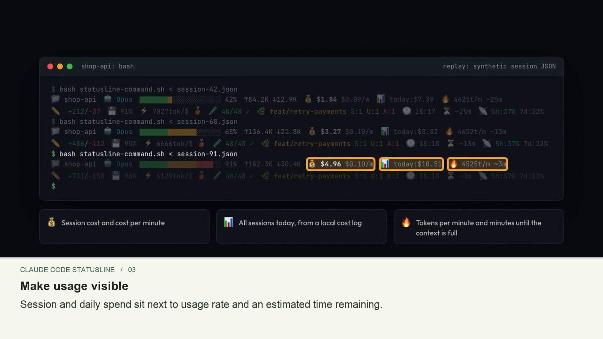Claude Code statusline interface