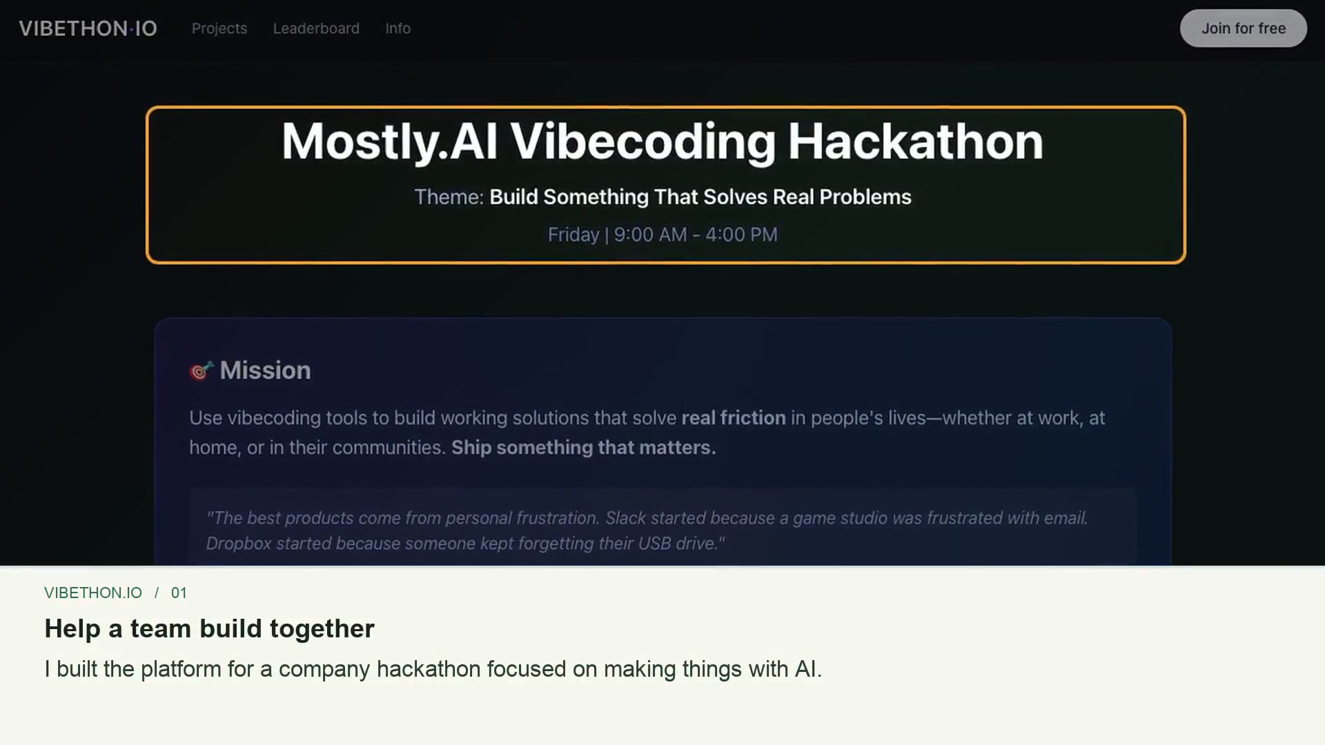 Vibethon.io interface